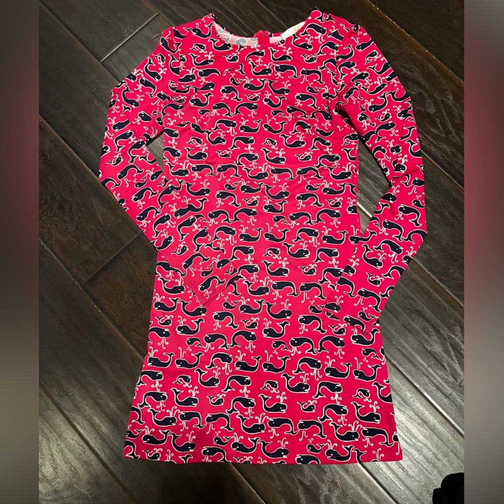 Whale pattern long sleeve dress